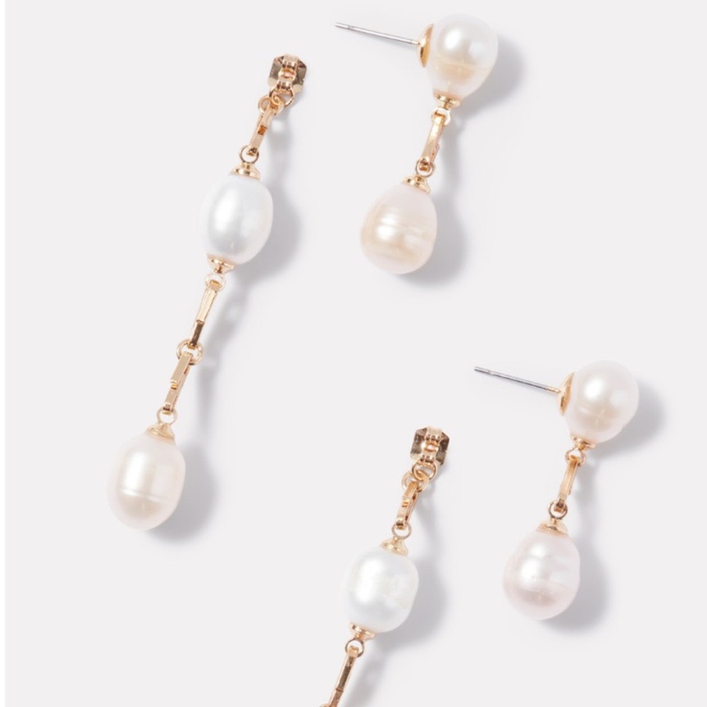 NWT Evereve pearl and gold earrings